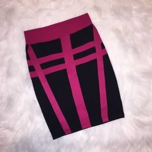 Bandage Bodycon Skirt Pink & Black